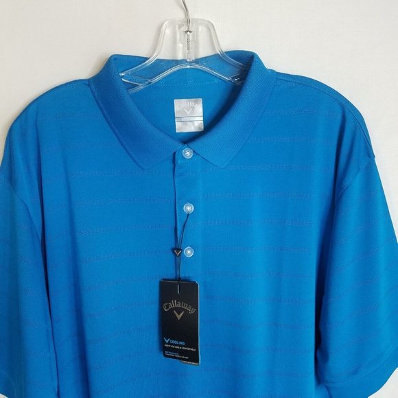 NEW Callaway Opti Dri Blue Polyester Polo Golf Shirt Mens Size XL NWT - Picture 2 of 5